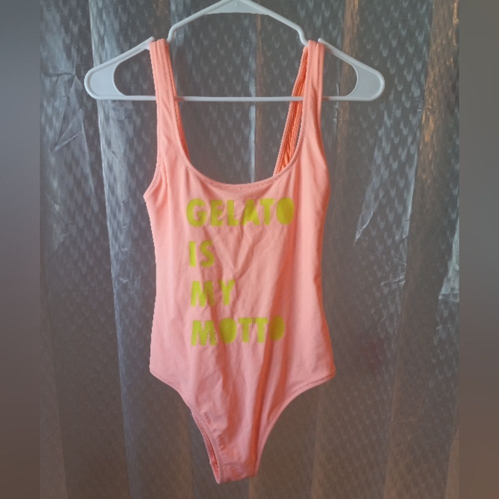Aerie Orange Gelato Is My Motto One Piece Cheeky Swimsuit Size XS